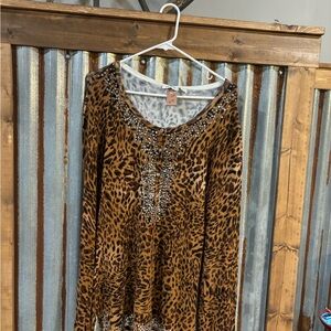 Boston Proper Animal Print Tunic Sweater